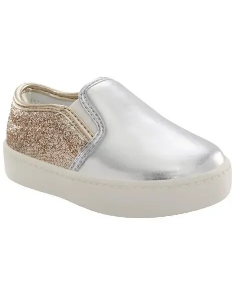 Carters Toddler Metallic Slip-On Casual Shoes Silver 5