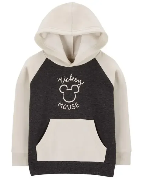 Carters Toddler Mickey Mouse Pullover Hoodie Ivory/Black 2T