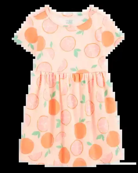 Carters Toddler Orange Print Short-Sleeve Dress Orange 4T