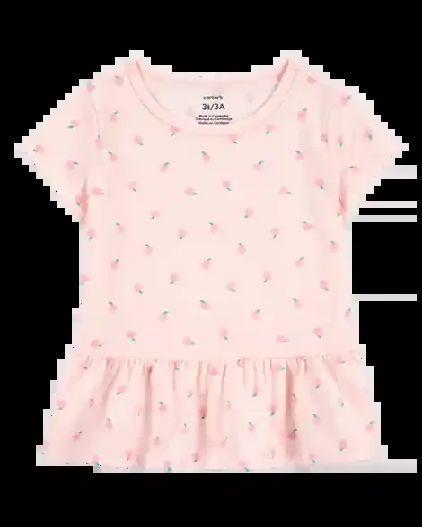 Carters Toddler Orange Print Short-Sleeve Fashion Top Pink 5T