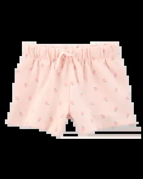 Carters Toddler Peach Print Pull-On French Terry Shorts Pink 2T