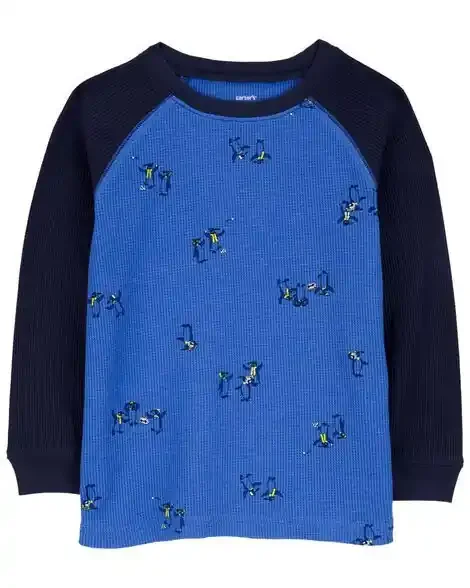 Carters Toddler Penguin Thermal Graphic Tee Blue 3T