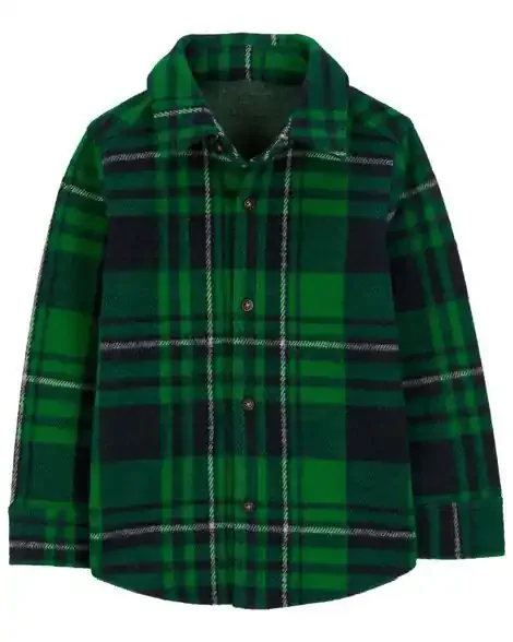 Carters Toddler Plaid Jacquard Button-Down Shirt Green 3T