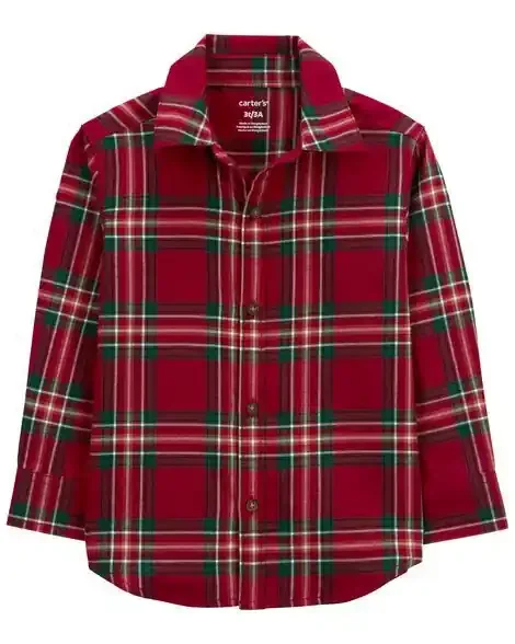 Carters Toddler Plaid Twill Button-Down Shirt Red 2T