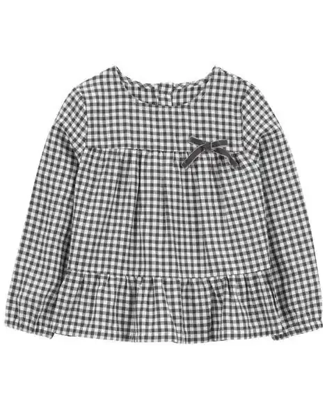 Carters Toddler Plaid Twill Long-Sleeve Fashion Top Black 5T