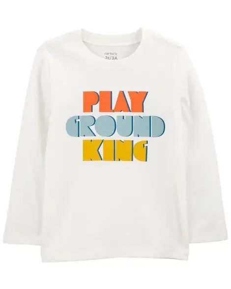 Carters Toddler Playground King Long-Sleeve Tee – White White 5T