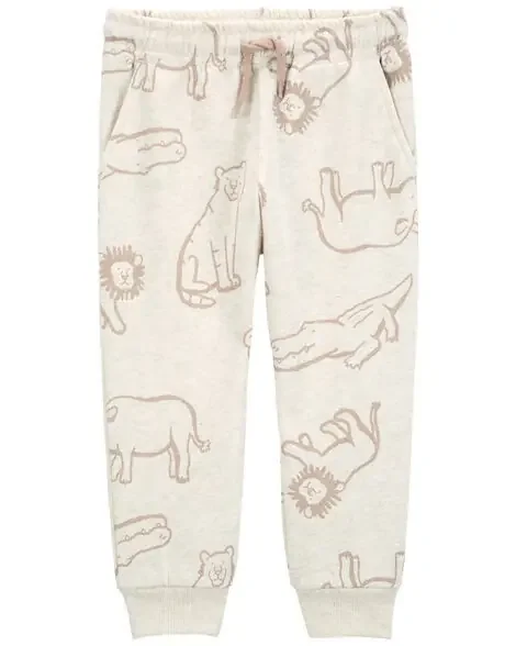 Carters Toddler Pull-On Animal Print Fleece Pants Heather 2T