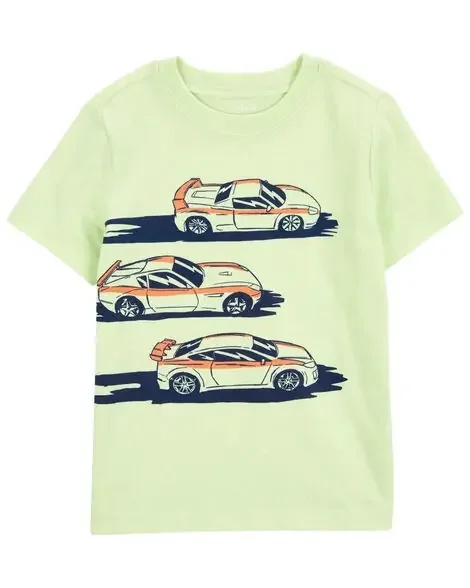 Carters Toddler Race Car Graphic Tee Lime Green 5T