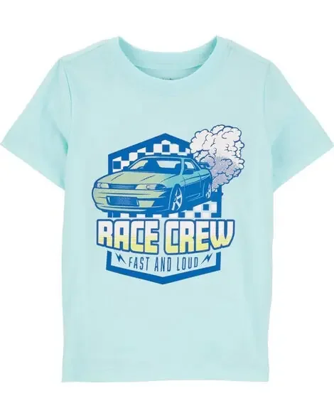 Carters Toddler Race Crew Graphic Tee Blue 5T