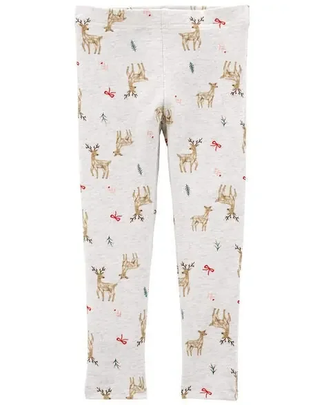 Carters Toddler Reindeer Leggings Grey 5T