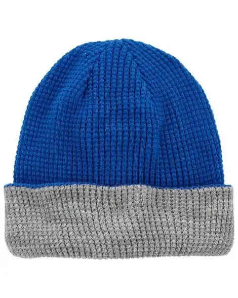 Carters Toddler Reversible Beanie Blue/Grey 2T4T