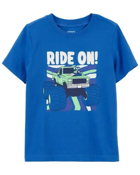 Carters Toddler Ride On Graphic Tee Blue 3T