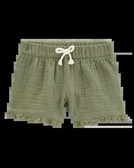 Carters Toddler Ruffle Gauze Shorts Green 4T