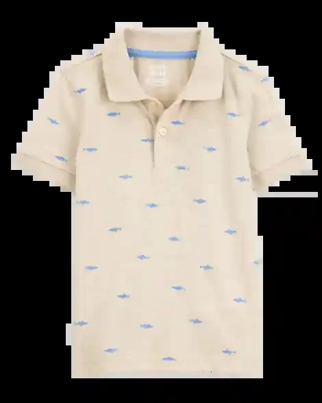 Carters Toddler Shark Polo Shirt – Khaki Khaki 3T