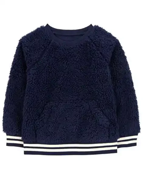 Carters Toddler Sherpa Fleece Pullover Navy 5T