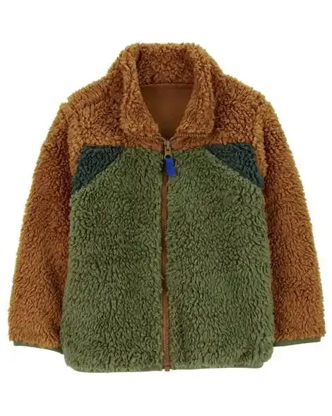 Carters Toddler Sherpa Fleece Zip-Up Jacket Brown 2T