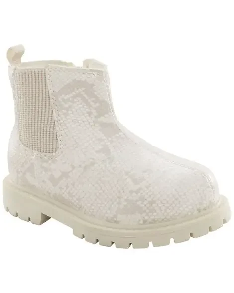 Carters Toddler Snakeskin Chelsea Boots Ivory 10