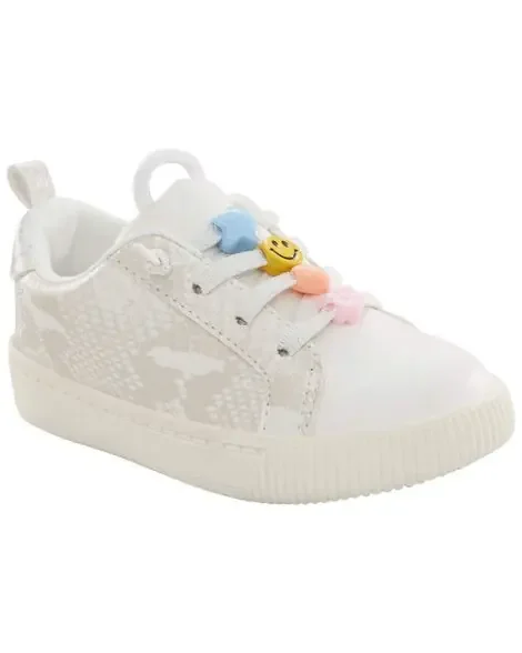 Carters Toddler Snakeskin Tug-And-Go Sneakers Ivory 9