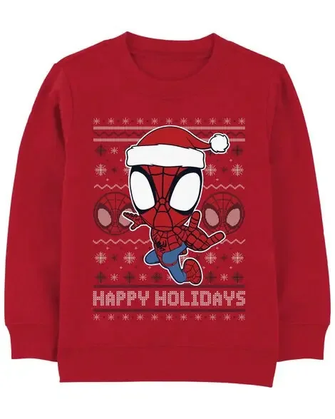 Carters Toddler Spider-Man Christmas Pullover Red 4T