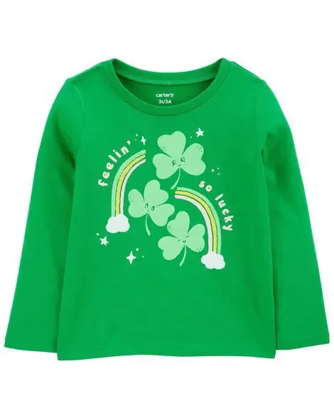 Carters Toddler St. Patrick‘s Day Cotton Blend Graphic Tee Green 2T