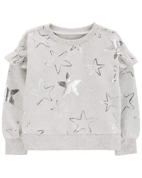 Carters Toddler Star Fleece Sweatshirt Grey 5T