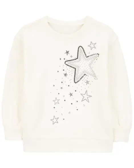 Carters Toddler Star Fleece Sweatshirt Ivory 3T