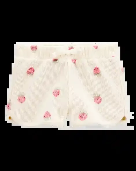 Carters Toddler Strawberry Thermal Shorts Ivory 5T