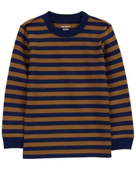 Carters Toddler Striped Long-Sleeve Tee Brown/Navy 2T
