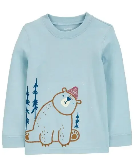 Carters Toddler Winter Bear Graphic Tee Blue 2T