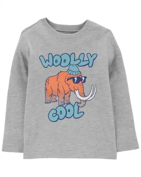 Carters Toddler Wooly Mammoth Graphic Tee Heather 5T
