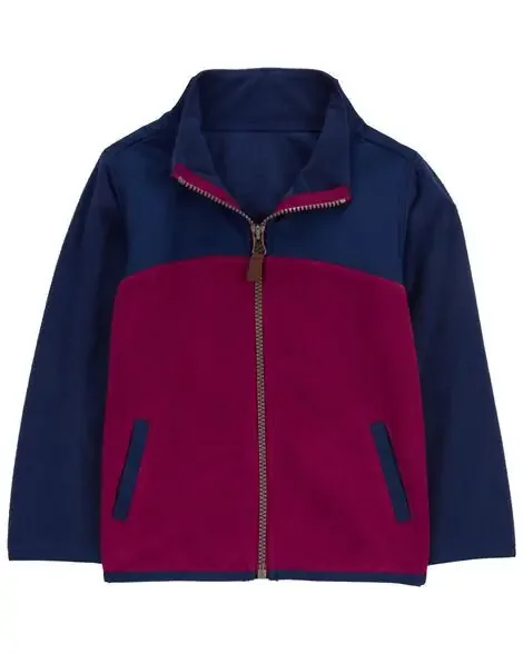 Carters Toddler Zip-Up Fleece Jacket Red/Navy 3T