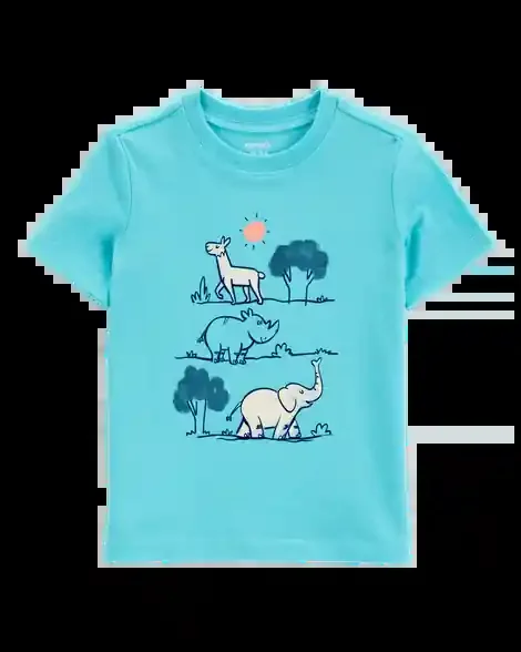 Carters Toddler Zoo Animals Graphic Tee Blue 2T