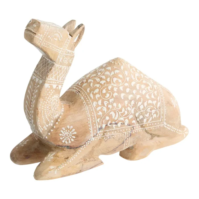 Carved Wood Henna Camel Decor