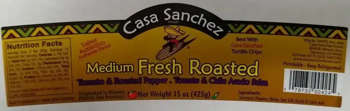 Casa Sanchez Fresh Roasted Tomate & Chile Asado Medium Salsa