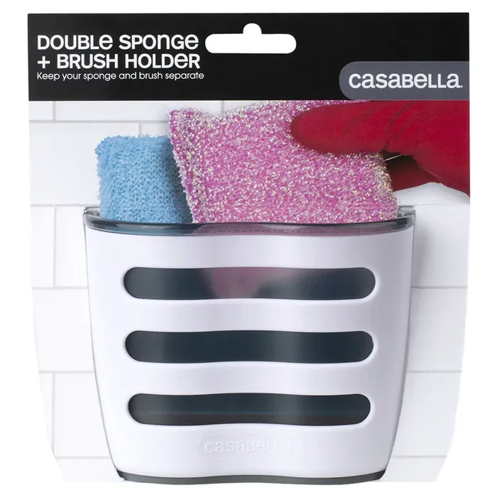 Casabella Linear Sink Sider Double Sponge Holder with Suction Cup