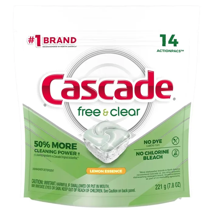Cascade Free & Clear Action Pacs Lemon Essence Dishwasher Detergent Pods