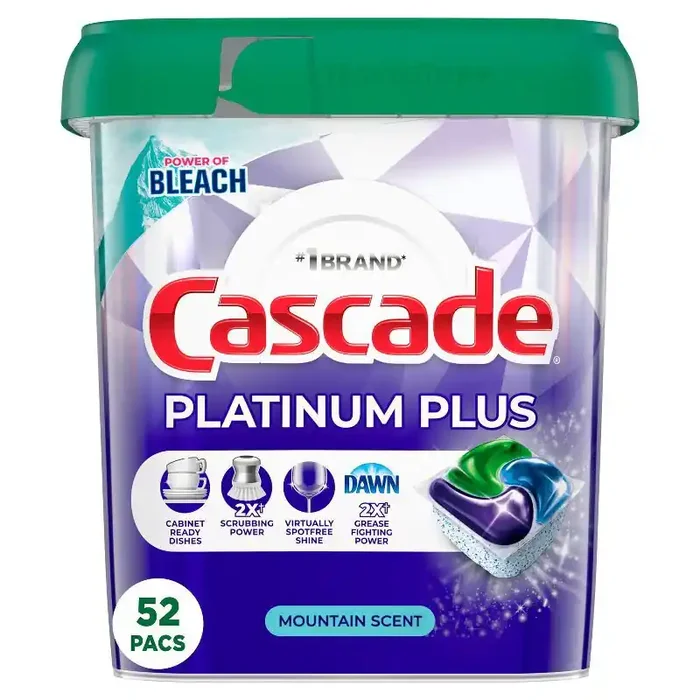 Cascade Mountain Platinum Plus Action Pacs Dishwasher Detergent – 33.8oz/52ct