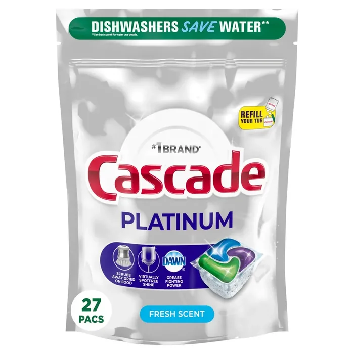 Cascade Platinum Dishwasher Pods, Dish Detergent ActionPacs, Fresh