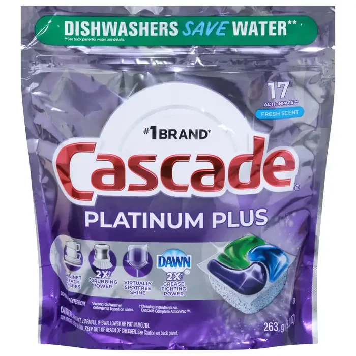 Cascade Platinum Plus Actionpacs Fresh Scent Dishwasher Detergent 17 ea