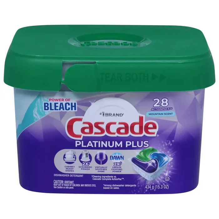 Cascade Platinum Plus ActionPacs Mountain Scent Dishwasher Detergent 28 ea