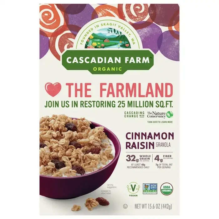 Cascadian Farm Organic Granola, Cinnamon Raisin, 15.6 oz.