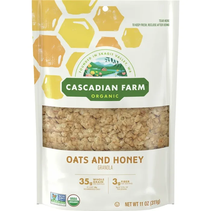 Cascadian Farm Organic Granola, Oats and Honey Cereal, Resealable Pouch, 11 oz.