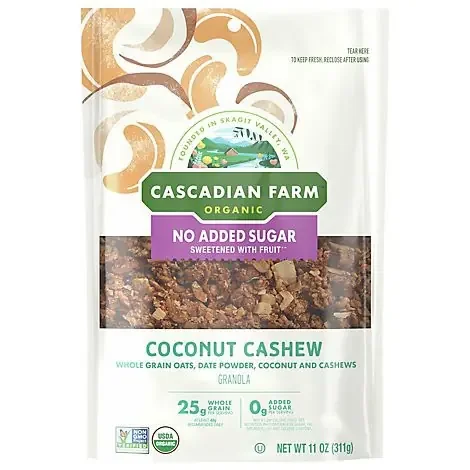 Cascadian Farm Organic No Added Sugar Coconut Cashew Granola – 11 OZ