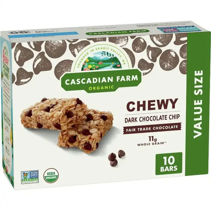 Cascadian Farms Organic Dark Chocolate Chip Chewy Granola Bars – 10ct/12.3oz