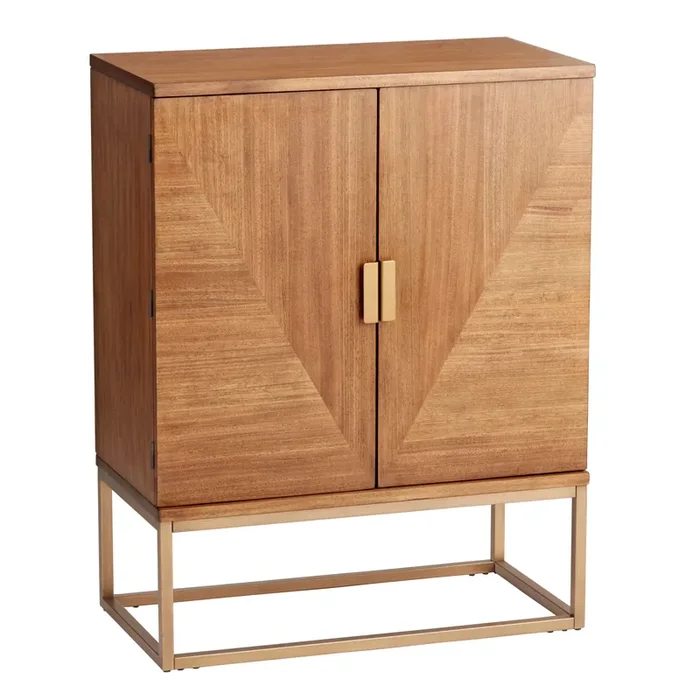 Caspian Vintage Acorn And Gold Metal Bar Cabinet