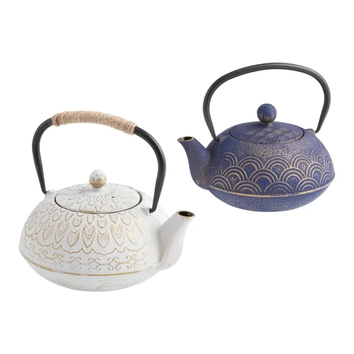 Cast Iron Embossed Geo Infuser Teapot