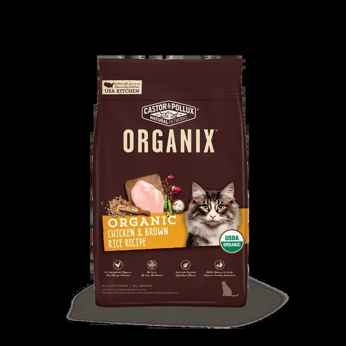 Castor & Pollux ORGANIX Organic Chicken & Brown Rice Recipe Dry Cat Food – 10 lb Bag