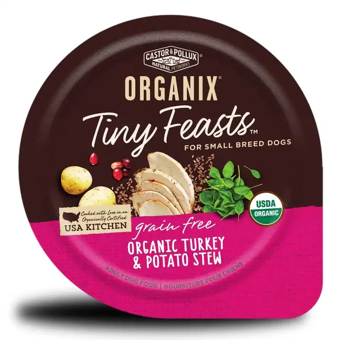 Castor & Pollux Organix Tiny Feasts Grain Free Small Breed Dog Food – Organic Turkey & Potato Stew