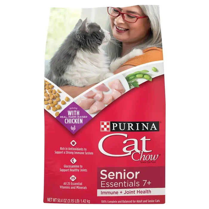 Cat Chow Purina Cat Chow Joint Health Senior Dry Cat Food, Essentials 7+ Immune + Joint Health Recipe – 3.15 lb. Bag