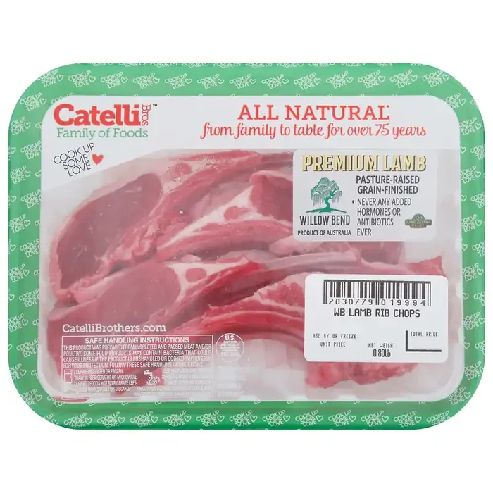 Catelli Bros Family of Foods Willow Bend All Natural Rib Chops Premium Lamb 0.80 ea